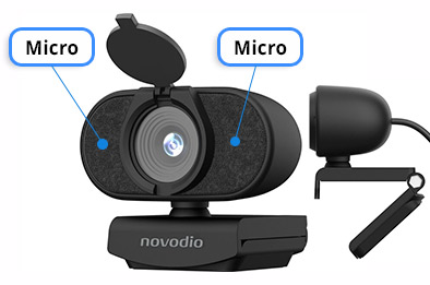 Détail de la webcam USB 2K QHD avec double microphone intégré