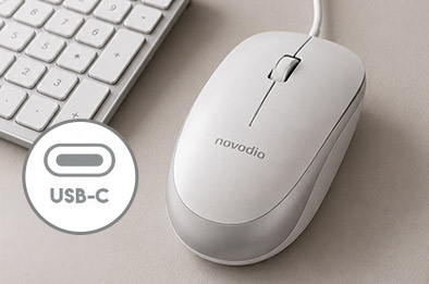 Souris optique filaire Novodio argent avec connexion USB-C