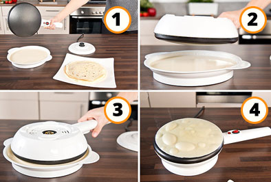 étapes pour faire une crêpe avec la crepière electrique
