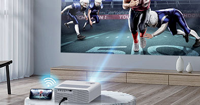 videoprojecteur qui diffuse un match de football américain