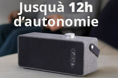 Haut-parleur TV portable sans fil avec bouton de réglage du volume et indication autonomie jusqu’à 12 heures