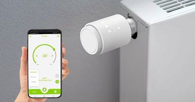 mise en situation d'un smartphone controllant la tête thermostatique