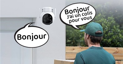 Caméra connectée extérieure avec fonction audio bidirectionnelle, interaction vocale avec un livreur