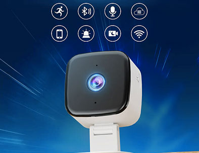 camera avec des icones qui affichent ses fonctionnalités