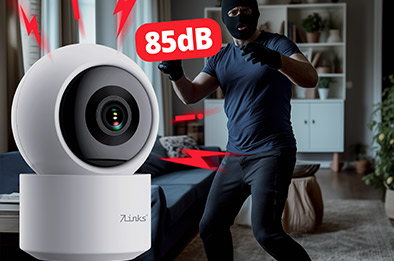 Caméra de surveillance connectée 2K avec sirène intégrée 85 dB pour dissuasion des intrusions