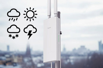 Répéteur WiFi 6 extérieur étanche avec résistance aux intempéries pluie neige et orage installé en hauteur
