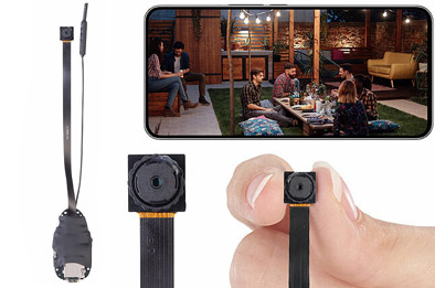 Micro caméra connectée 2K WiFi, image en direct sur smartphone, ultra discrète