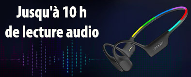 Casque audio à conduction osseuse avec LED multicolore et autonomie de 10 heures